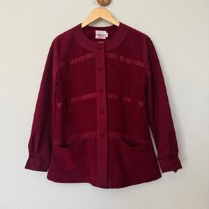 Vintage 70s Sir Julian dark burgundy red velvet light jacket blazer sz M